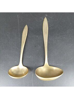 Dirigold Regal Ladle Set 2 Dirilyte Gold Alloy Soup Gravy Mid Century Satin